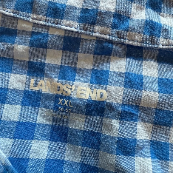Lands' End Blue Checkered Men's Shirt - Picture 2 of 3
